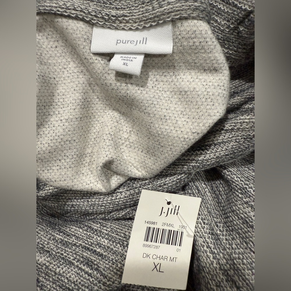 Pure Jill Gray 3/4 Sleeve 100% Cotton Pont Knit Cowl Neck Sweater Dress NWT XL - Picture 6 of 7